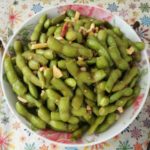 healthy, cold edamame salad recipe, enjoy with a cold beer