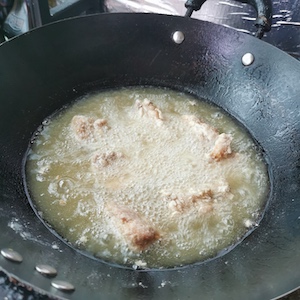 deep fry the pork ribs