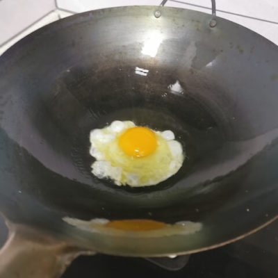 scramble the egg as you fry it in the pan