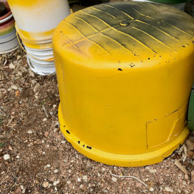 painted lick tub, ready to be drilled