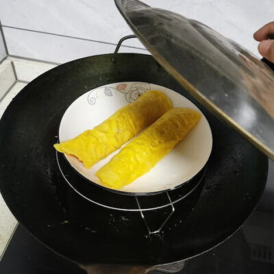 Steam the egg rolls for 10 minutes