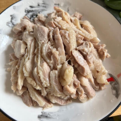 cut the chicken into bite-sized pieces