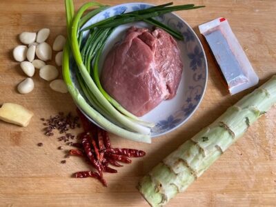 ingredients for Shuizhu Pork, Sichuan Pork in Spicy Broth