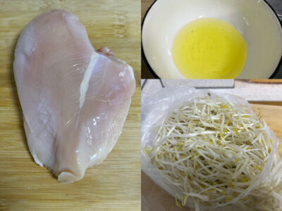 Ingredients for Shredded chicken with silver sprouts