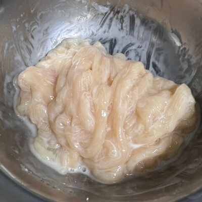 salt the chicken, mix in egg white and corn starch and oil to coat