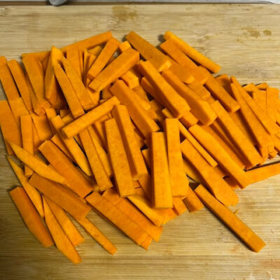 Cut the pumpkin into french-fry sized strips