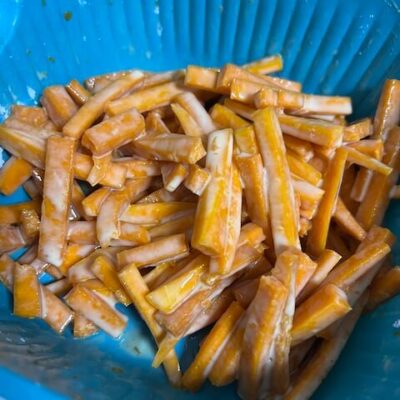 coat the pumpkin with corn starch