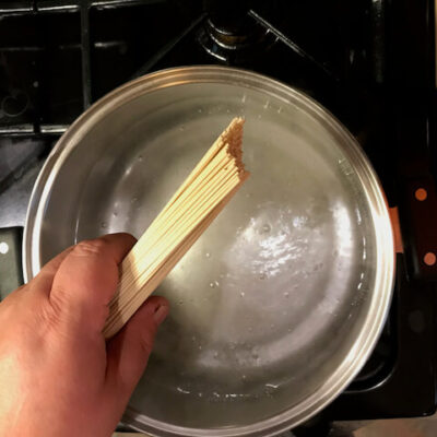 Bring the water to a boil, then add the noodles