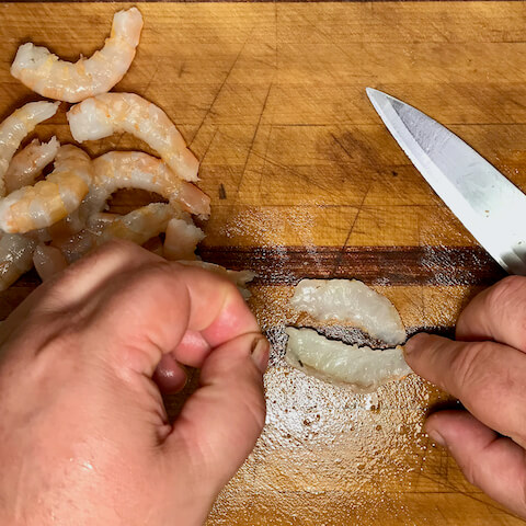 de-vein the shrimp
