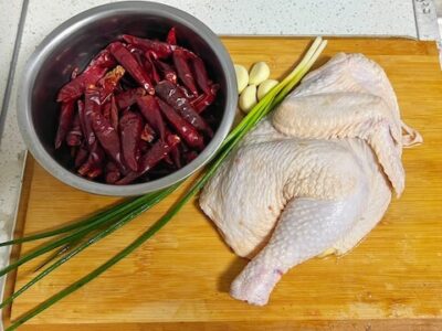Ingredients for Laz ji Hot Pepper Chicken