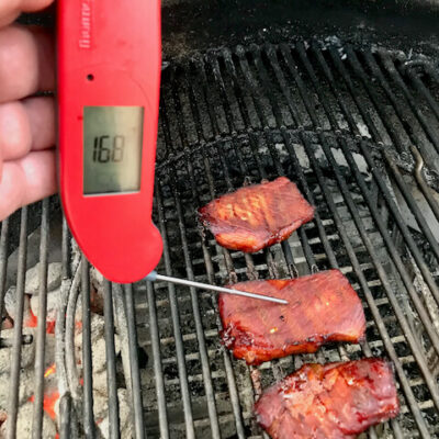 Cook the barbecued pork to an internal temperature of 160 F