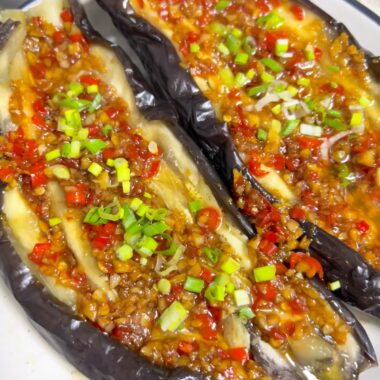 Chinese Steamed Eggplant with Garlic Sauce