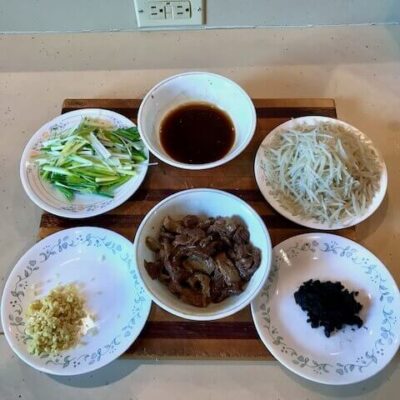 Ingredients for beef chow fun