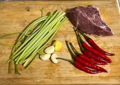 Ingredients for Jing's Chinese spicy beef