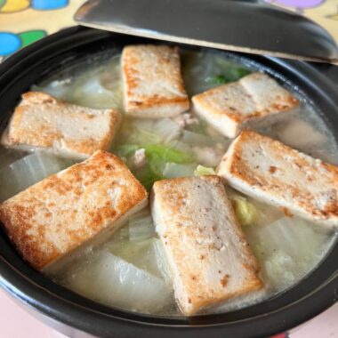Pork and Cabbage Soup with Fried Tofu